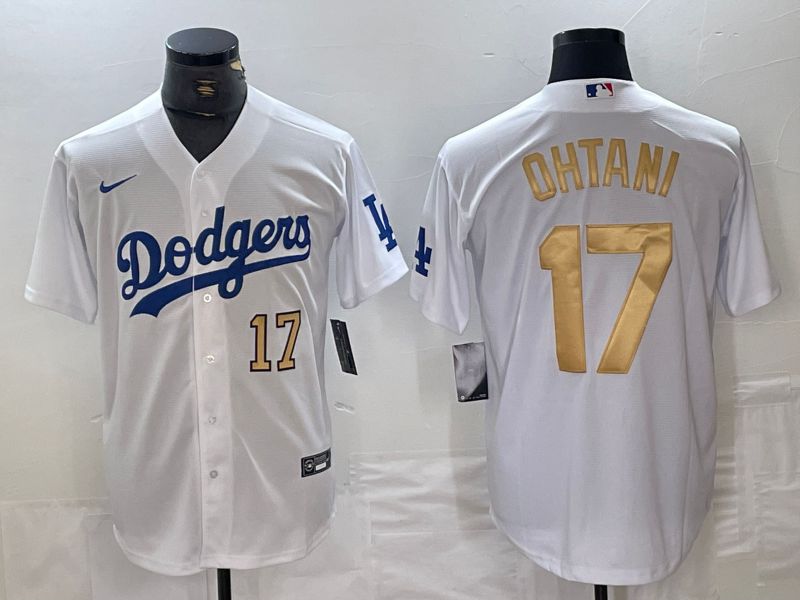 Men Los Angeles Dodgers 17 Ohtani White Nike Game MLB Jersey style 12